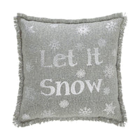 Yuletide Burlap Dove Grey Snowflake Let It Snow Pillow 12x12 - The Fox Decor