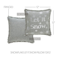 Yuletide Burlap Dove Grey Snowflake Let It Snow Pillow 12x12 - The Fox Decor
