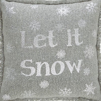 Yuletide Burlap Dove Grey Snowflake Let It Snow Pillow 12x12 - The Fox Decor