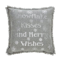 Yuletide Burlap Dove Grey Snowflake Kisses Pillow 12x12 - The Fox Decor