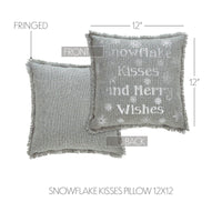Yuletide Burlap Dove Grey Snowflake Kisses Pillow 12x12 - The Fox Decor