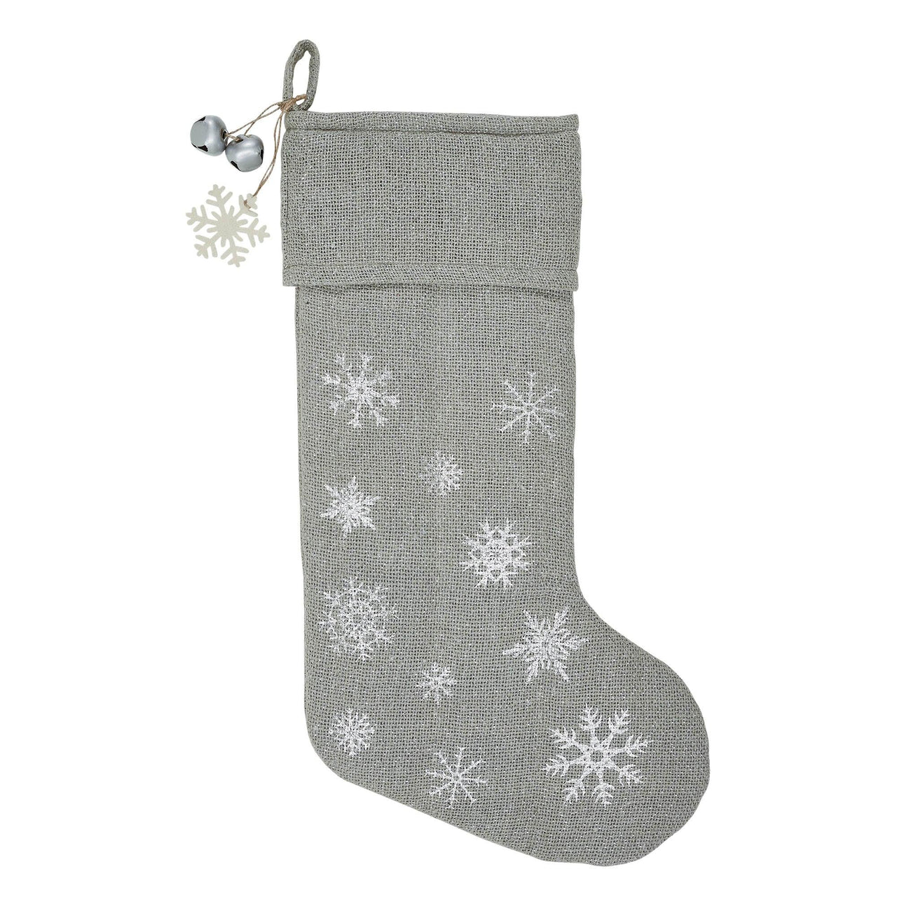 Yuletide Burlap Dove Grey Snowflake Stocking 12x20 - The Fox Decor