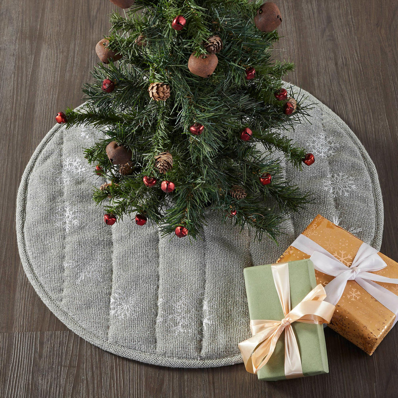 Yuletide Burlap Dove Grey Snowflake Tree Skirt 24 - The Fox Decor