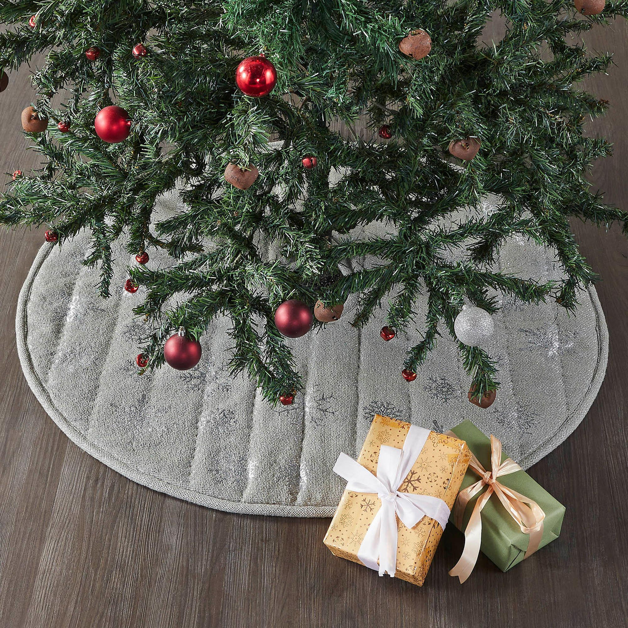 Yuletide Burlap Dove Grey Snowflake Tree Skirt 36 The Fox Decor