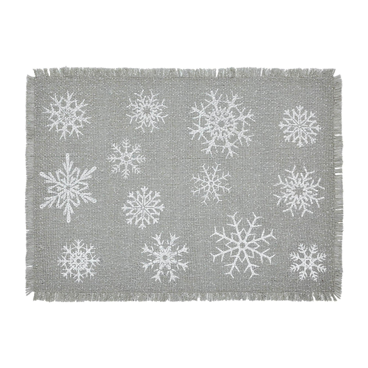Yuletide Burlap Dove Grey Snowflake Placemat Set of 2 13x19 - The Fox Decor