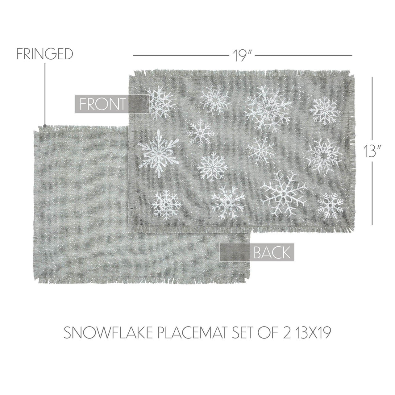 Yuletide Burlap Dove Grey Snowflake Placemat Set of 2 13x19 - The Fox Decor
