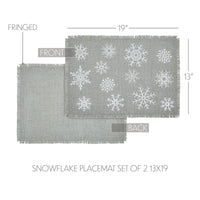 Yuletide Burlap Dove Grey Snowflake Placemat Set of 2 13x19 - The Fox Decor