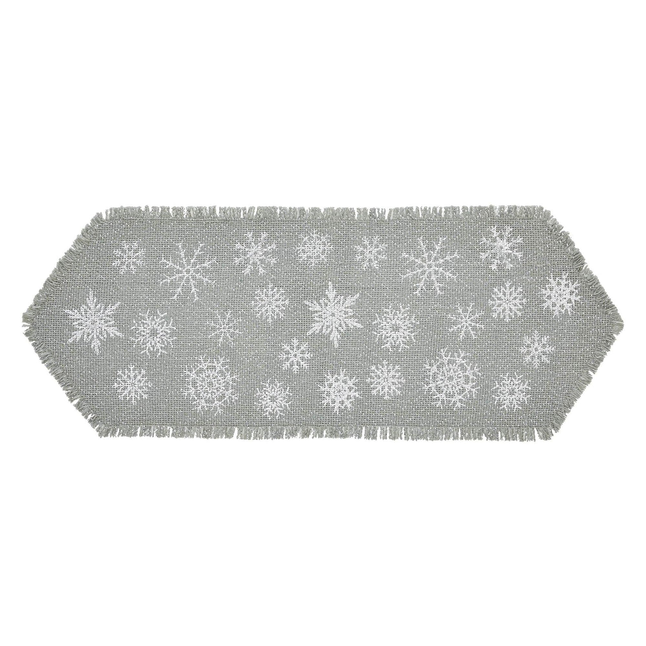 Yuletide Burlap Dove Grey Snowflake Runner 8x24 - The Fox Decor