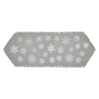 Yuletide Burlap Dove Grey Snowflake Runner 8x24 - The Fox Decor