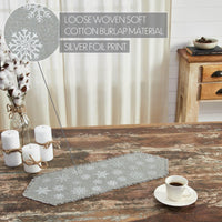 Yuletide Burlap Dove Grey Snowflake Runner 8x24 - The Fox Decor