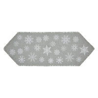 Yuletide Burlap Dove Grey Snowflake Runner 12x36 - The Fox Decor