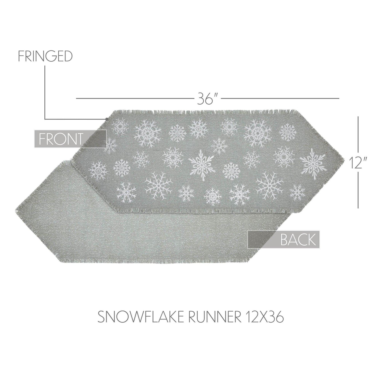 Yuletide Burlap Dove Grey Snowflake Runner 12x36 - The Fox Decor