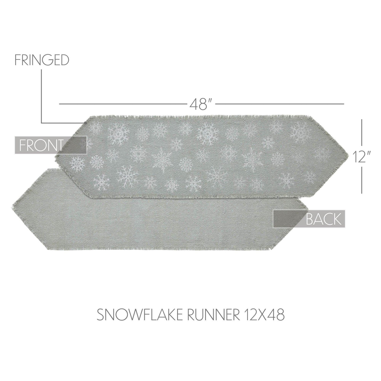 Yuletide Burlap Dove Grey Snowflake Runner 12x48 - The Fox Decor