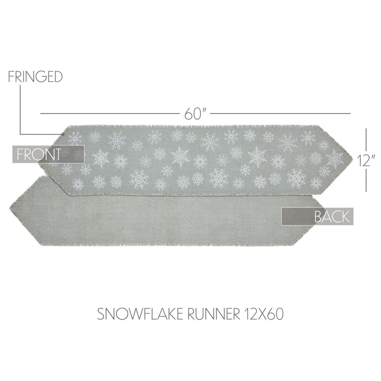 Yuletide Burlap Dove Grey Snowflake Runner 12x60 - The Fox Decor