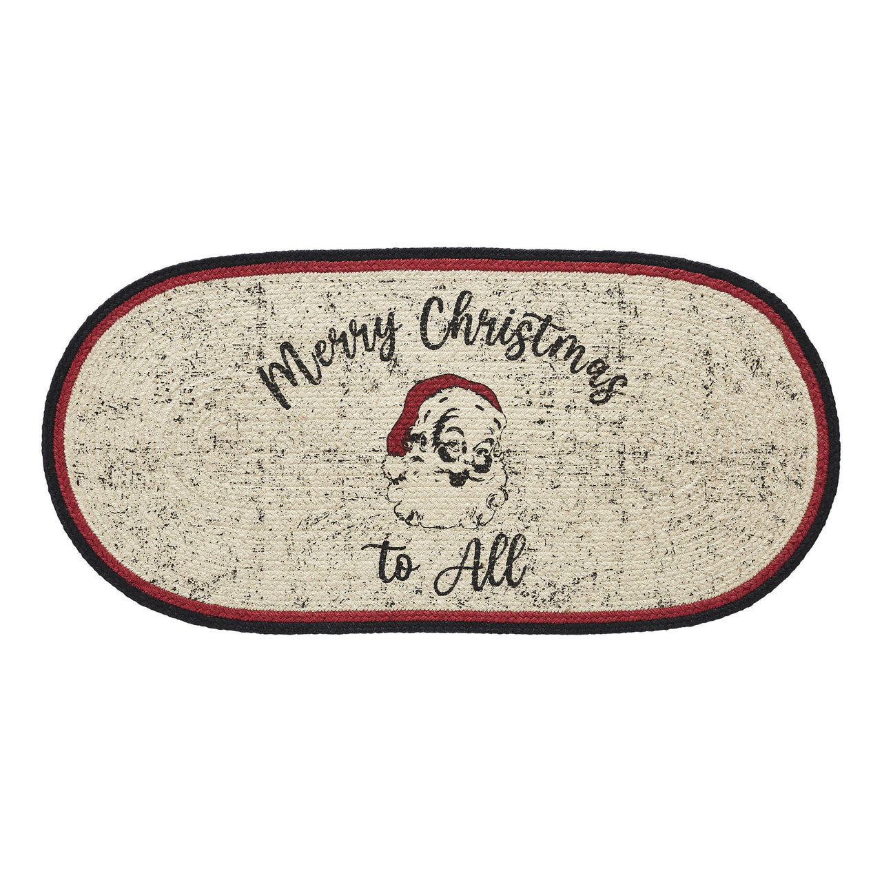 Jolly Ole Santa Jute Braided Rug Oval 17"x36" VHC Brands - The Fox Decor