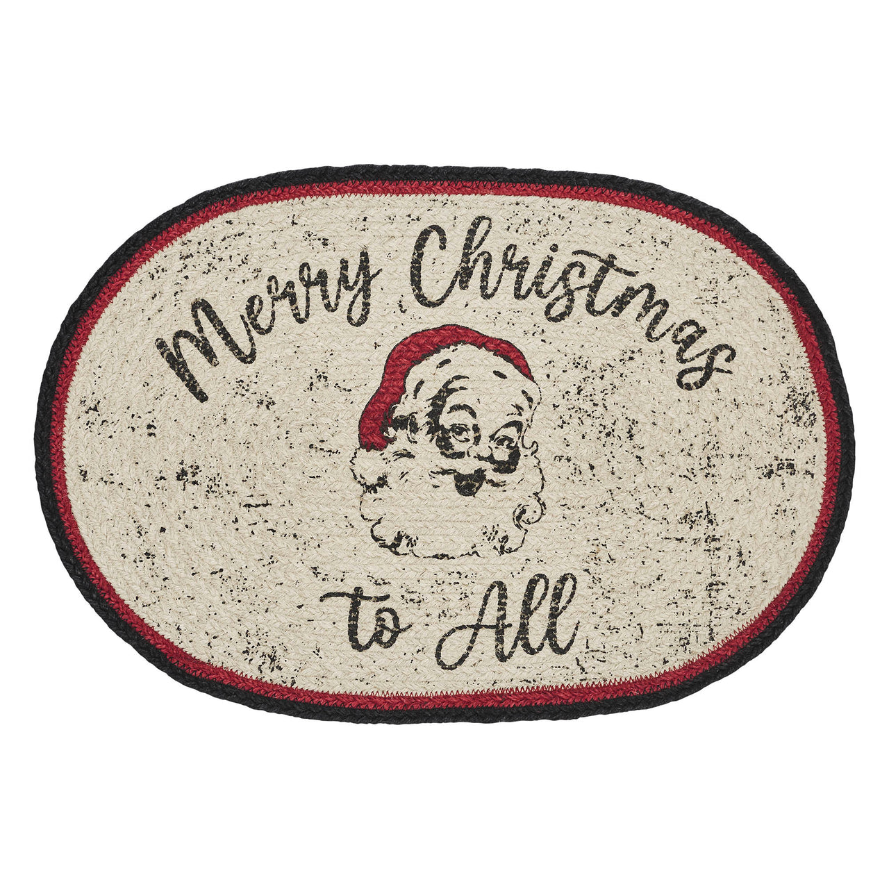 Jolly Ole Santa Jute Braided Rug Oval 20"x30" VHC Brands - The Fox Decor