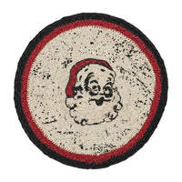 Jolly Ole Santa Jute Trivet 8 inch Diameter VHC Brands - The Fox Decor