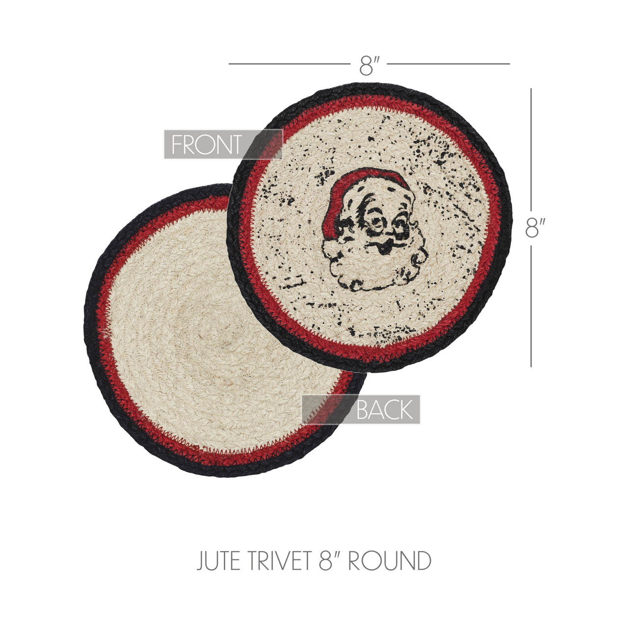 Jolly Ole Santa Jute Trivet 8 inch Diameter VHC Brands