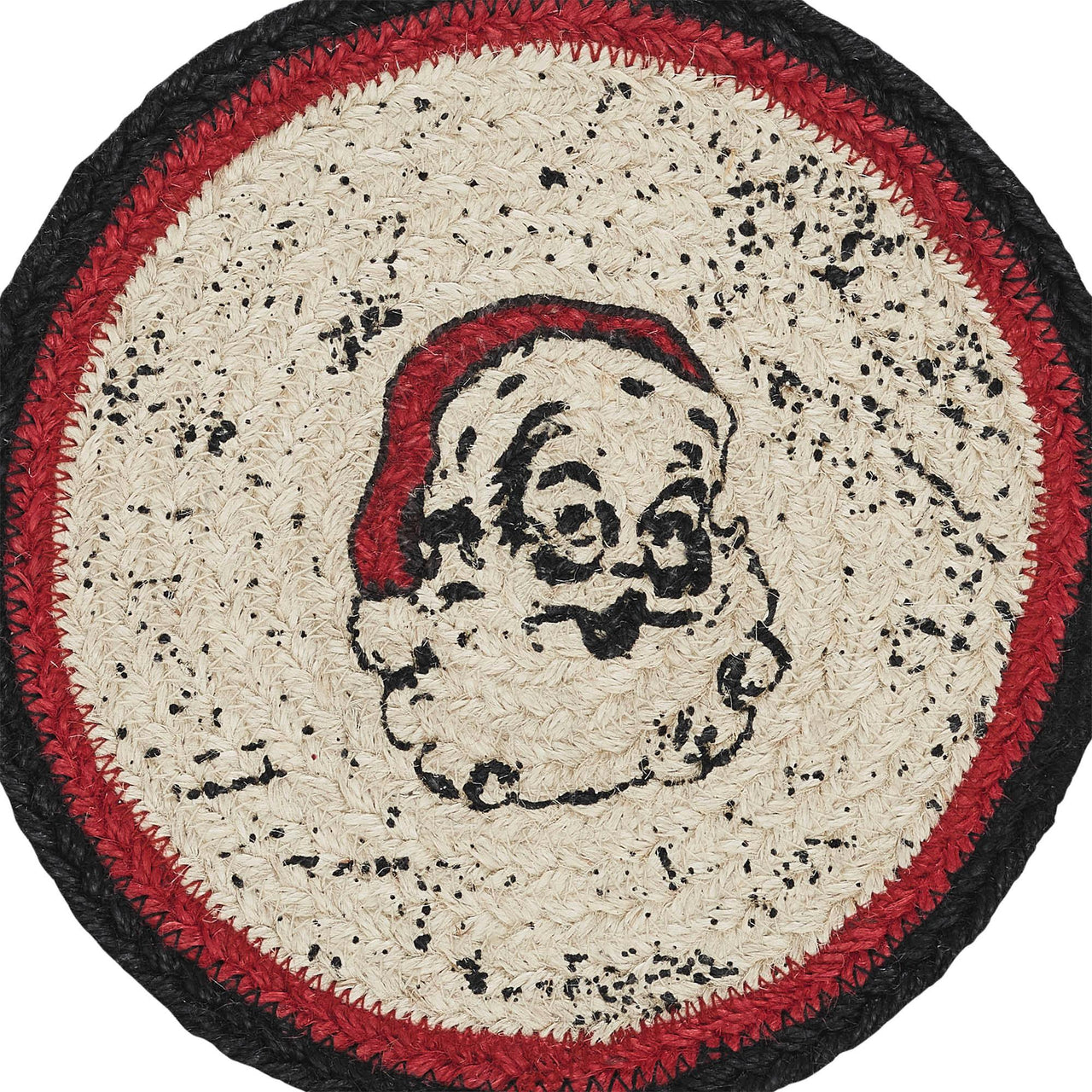 Jolly Ole Santa Jute Trivet 8 inch Diameter VHC Brands - The Fox Decor