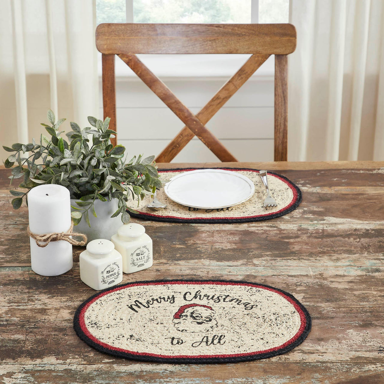 Jolly Ole Santa Jute Oval Placemat 10x15 - The Fox Decor