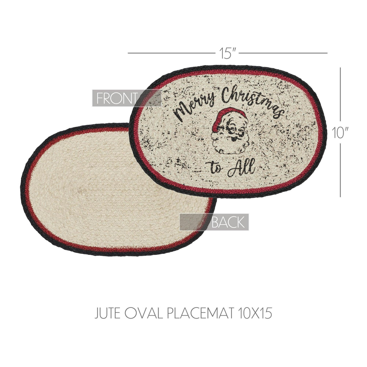 Jolly Ole Santa Jute Oval Placemat 10x15 - The Fox Decor