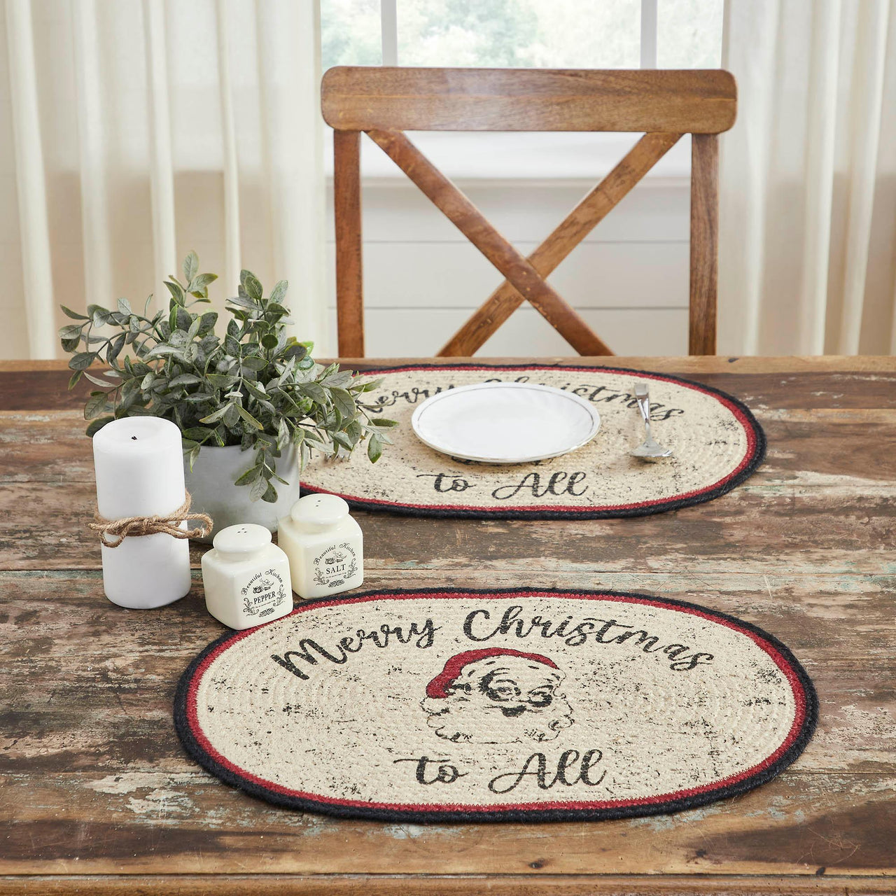 Jolly Ole Santa Jute Oval Placemat 13x19 - The Fox Decor