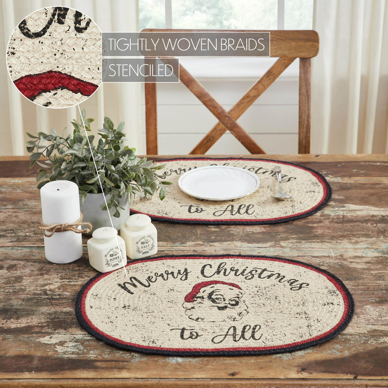 Jolly Ole Santa Jute Oval Placemat 13x19 - The Fox Decor