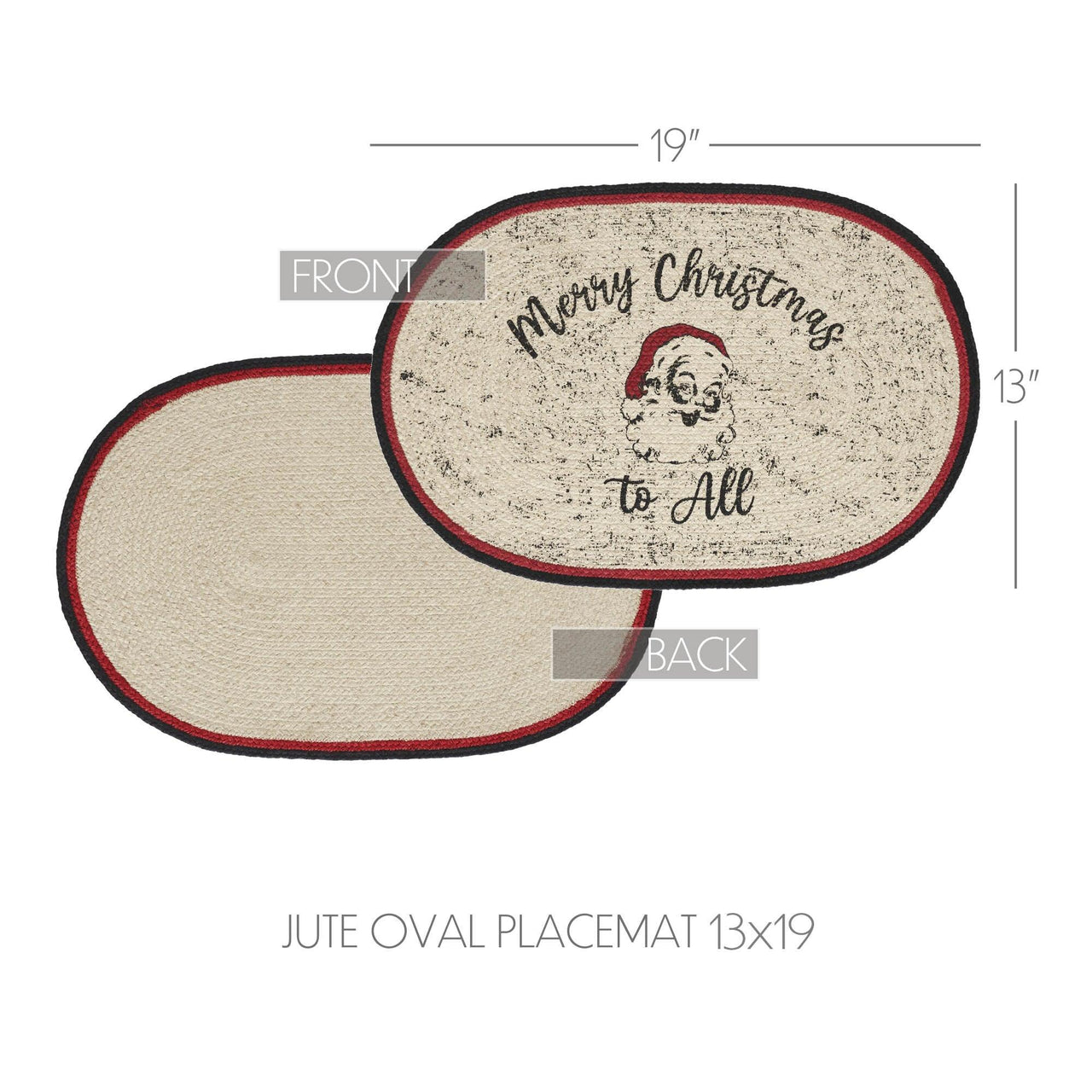 Jolly Ole Santa Jute Oval Placemat 13x19 - The Fox Decor