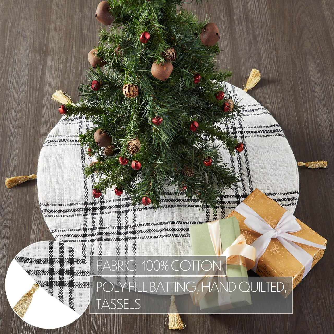 Wintergleam Black White Plaid Tree Skirt 24 - The Fox Decor