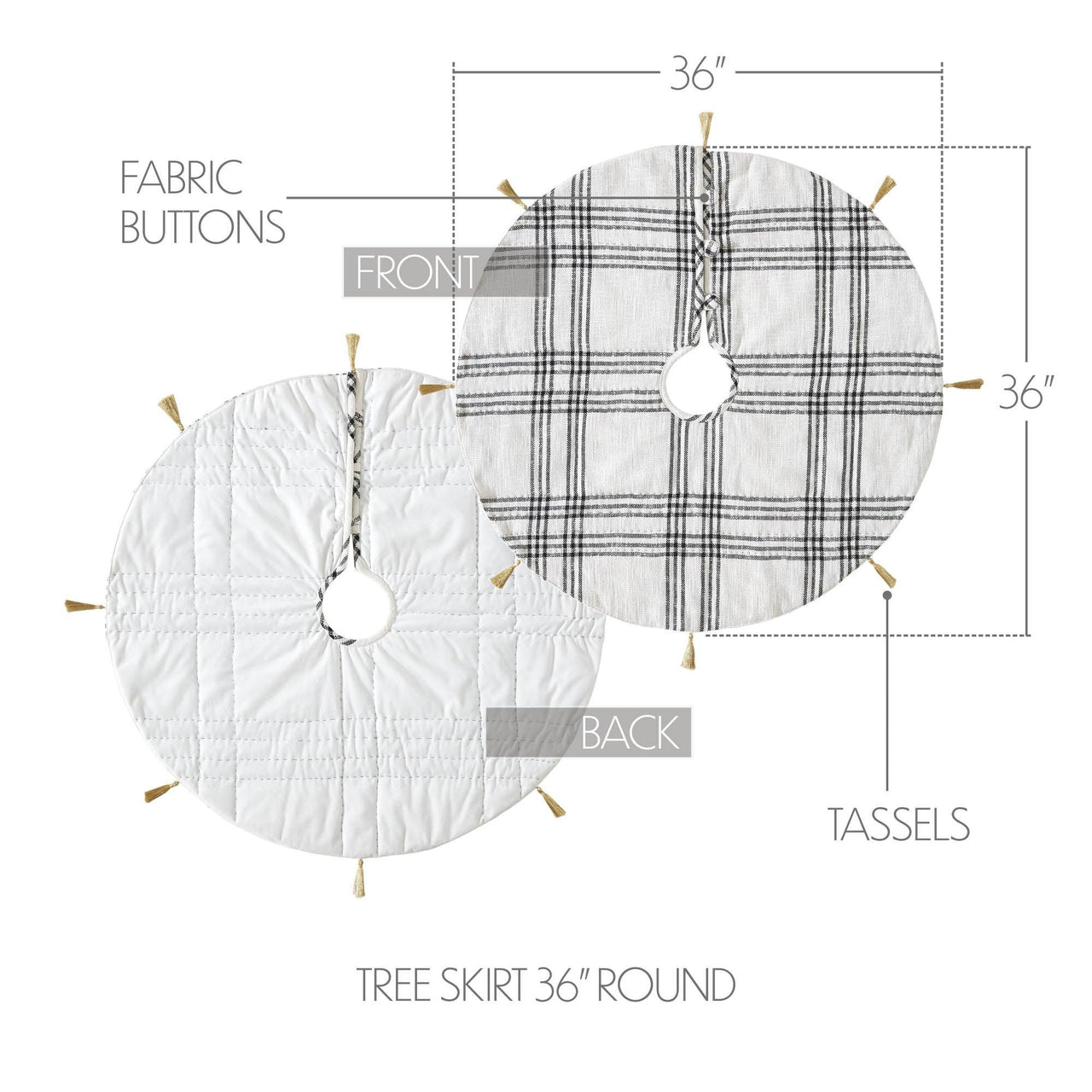 Wintergleam Black White Plaid Tree Skirt 36 - The Fox Decor