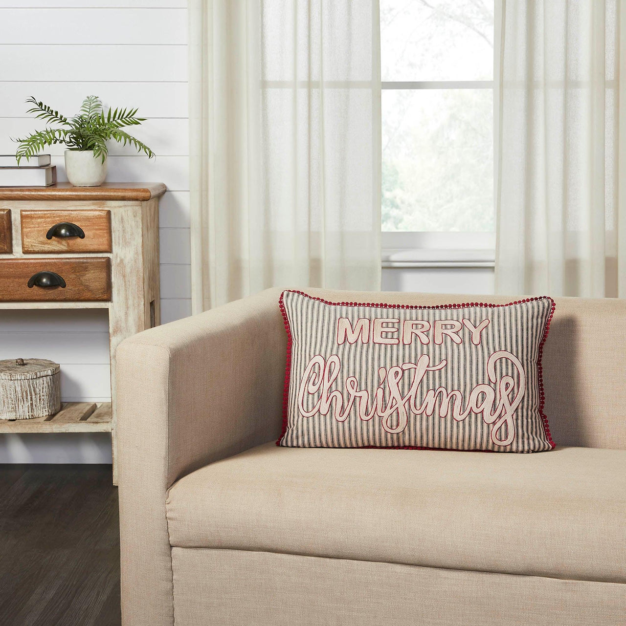 Sawyer Mill Charcoal Merry Christmas Pillow 14x22 - The Fox Decor