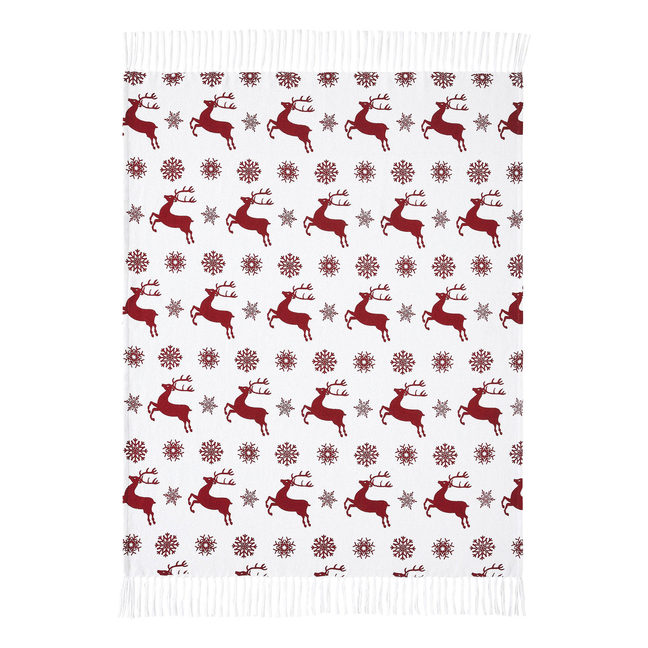 Scandia Snowflake Red White Woven Throw 50"x60" VHC Brands - The Fox Decor