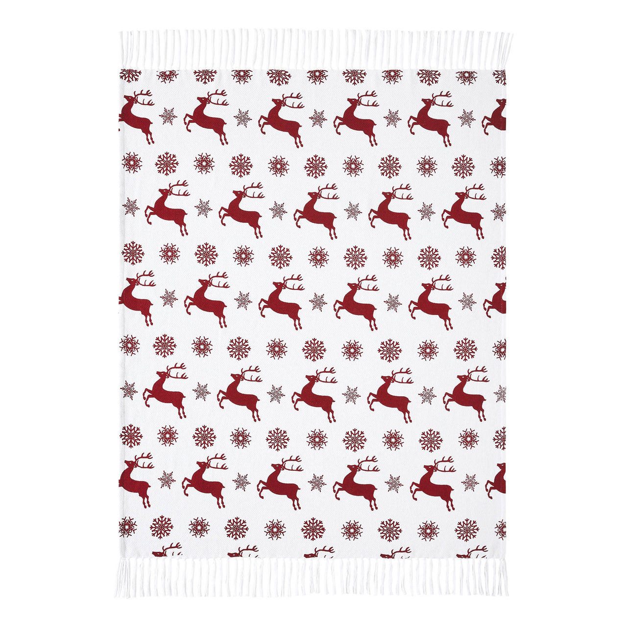 Scandia Snowflake Red White Woven Throw 50"x60" VHC Brands