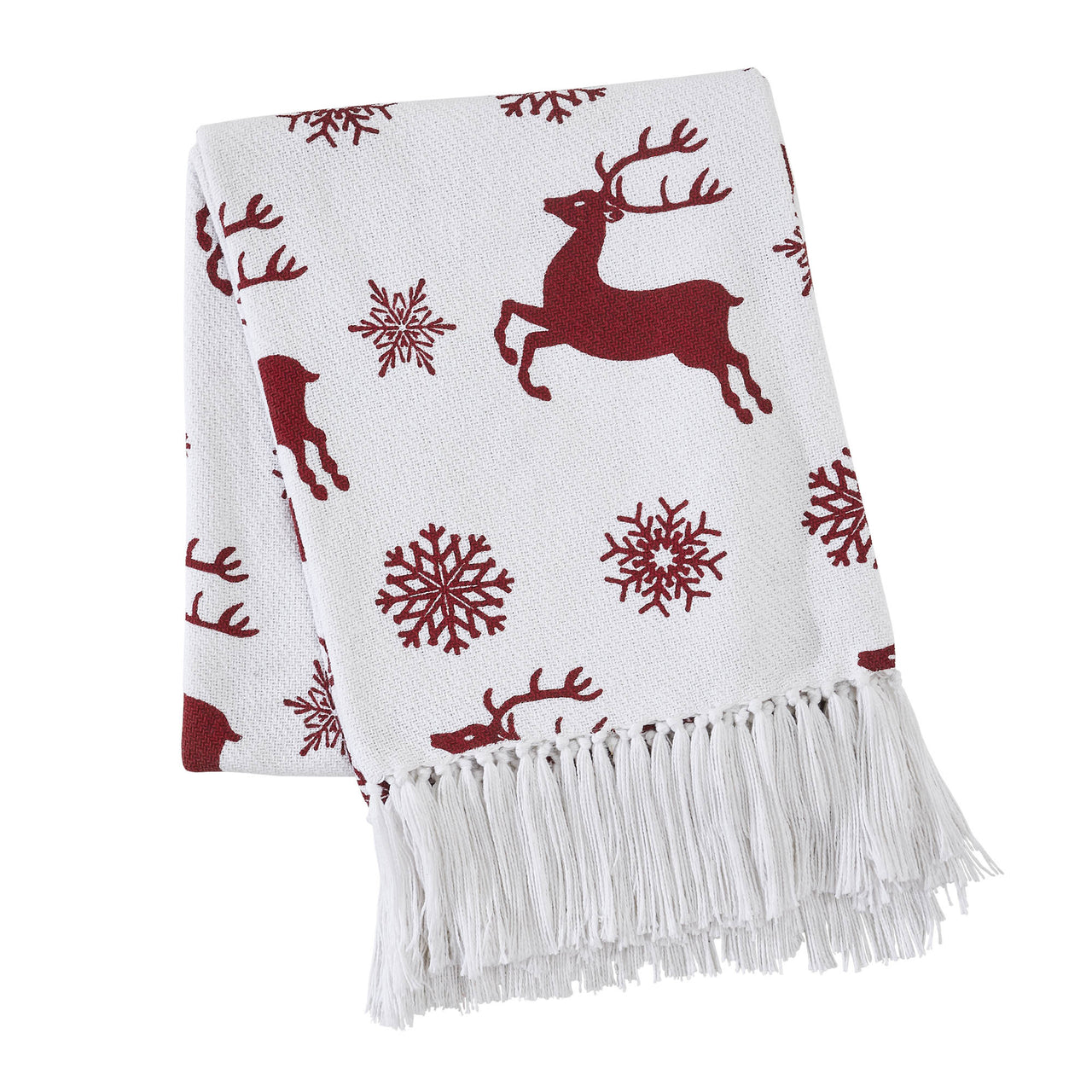 Scandia Snowflake Red White Woven Throw 50"x60" VHC Brands - The Fox Decor