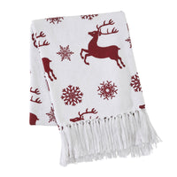 Thumbnail for Scandia Snowflake Red White Woven Throw 50