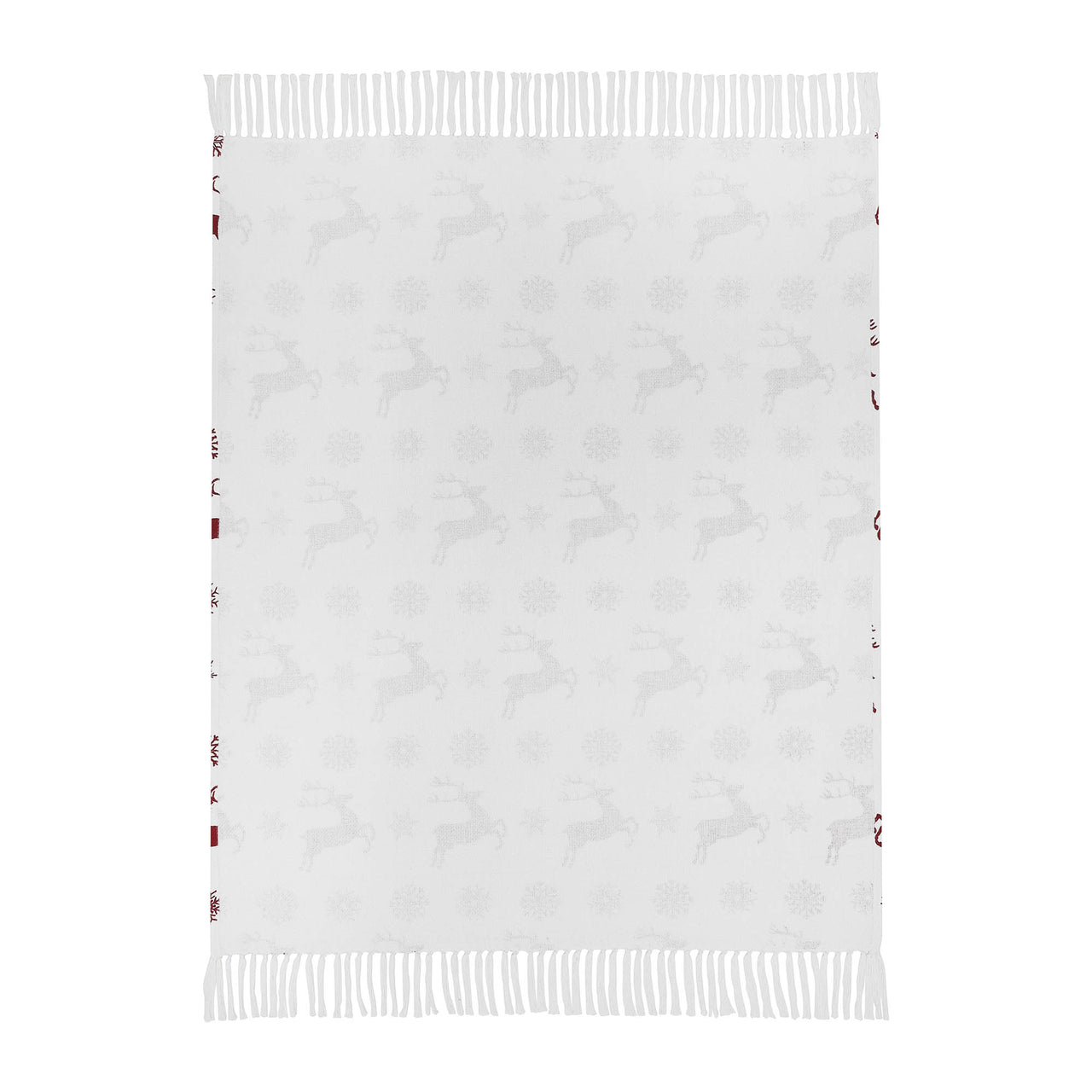 Scandia Snowflake Red White Woven Throw 50"x60" VHC Brands