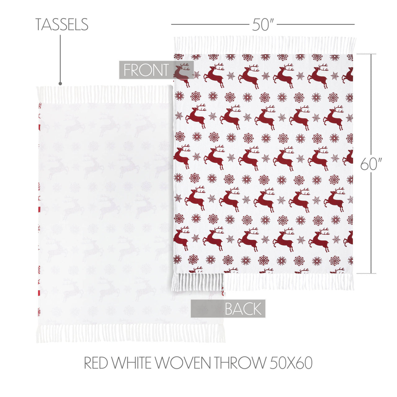 Scandia Snowflake Red White Woven Throw 50"x60" VHC Brands