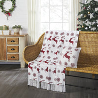 Scandia Snowflake Red White Woven Throw 50