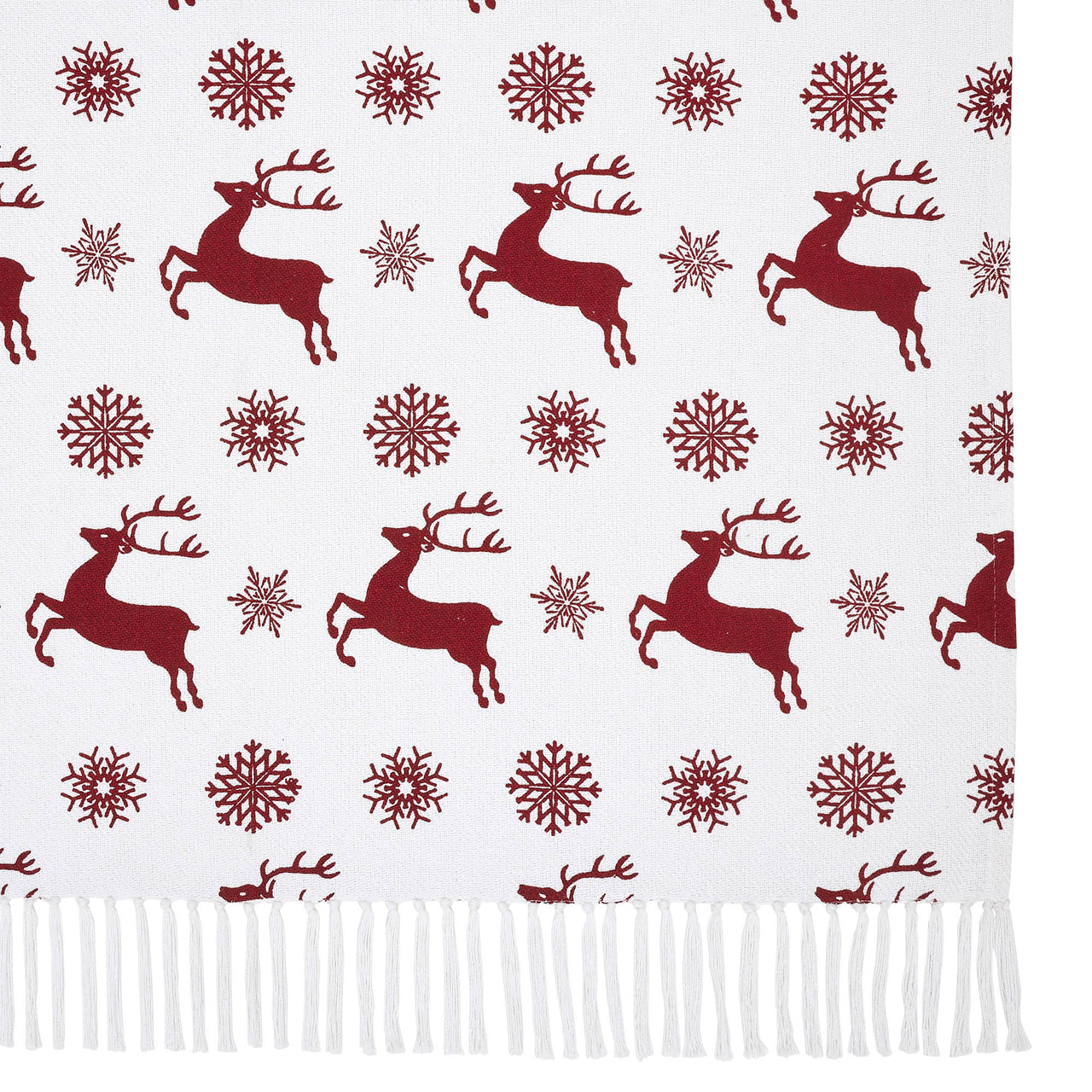 Scandia Snowflake Red White Woven Throw 50"x60" VHC Brands