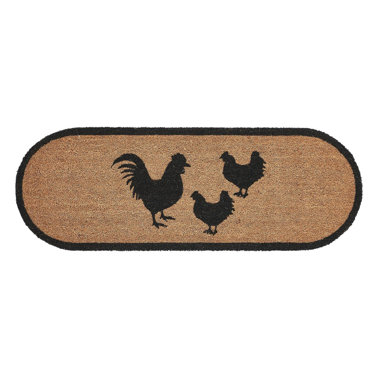 Down Home Rooster & Hens Coir Rug Oval 17x48 - The Fox Decor