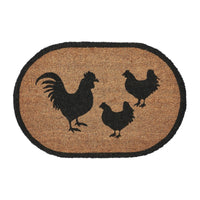 Down Home Rooster & Hens Coir Rug Oval 20x30 - The Fox Decor