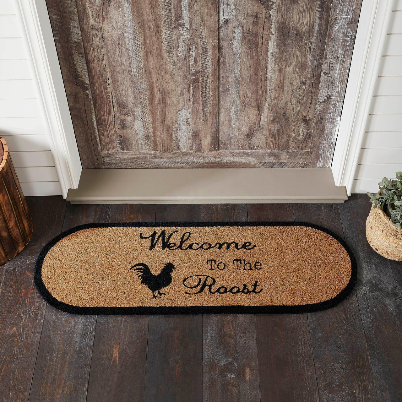 Down Home Welcome to the Roost Coir Rug Oval 17x48 - The Fox Decor