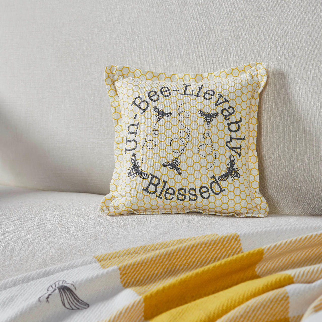 Buzzy Bees Un-Bee-Lievably Blessed Pillow 9x9 - The Fox Decor