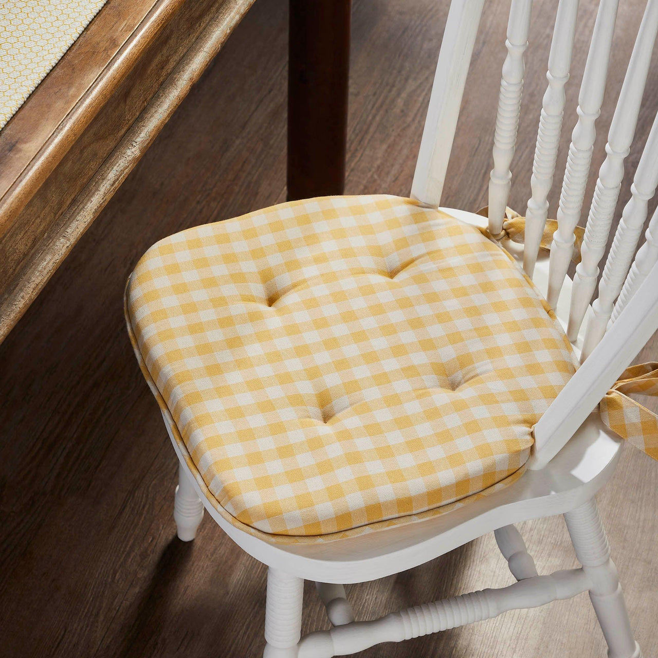 Golden Honey Check Chair Pad 16.5x18 - The Fox Decor