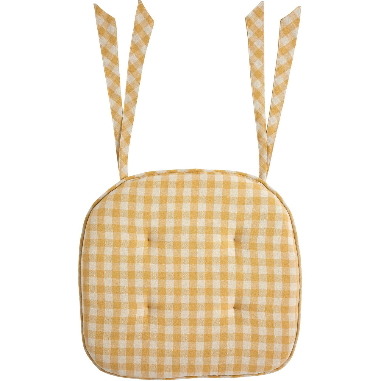 Golden Honey Check Chair Pad 16.5x18 - The Fox Decor