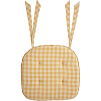 Golden Honey Check Chair Pad 16.5x18 - The Fox Decor