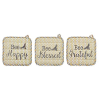 Buzzy Bees Pot Holder Set of 3 8x8 - The Fox Decor