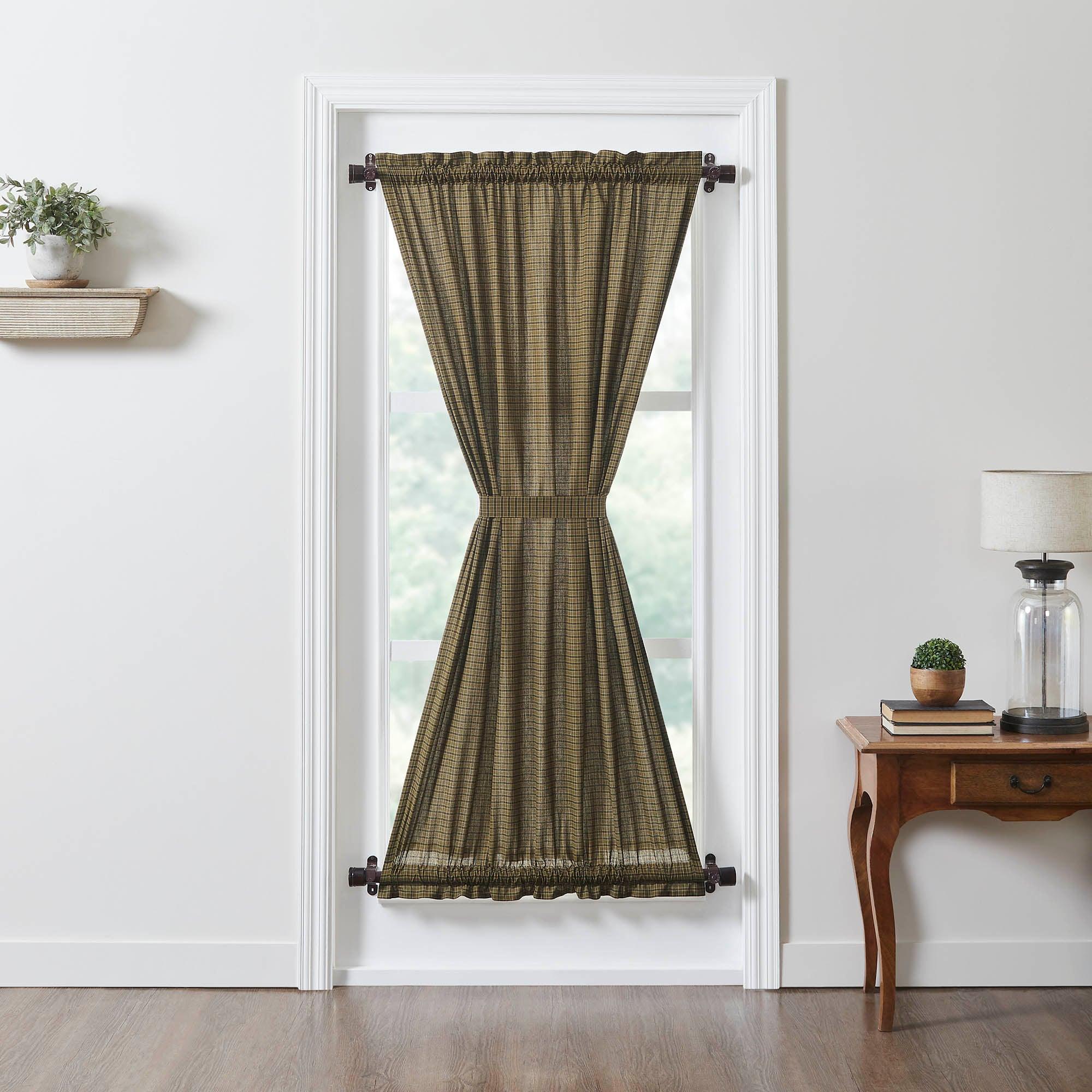 Tea Cabin Green Plaid Door Panel 72x40 - The Fox Decor