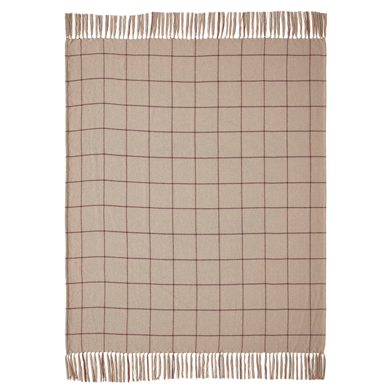 Connell Burgundy Windowpane Woven Throw 50"x60" VHC Brands - The Fox Decor