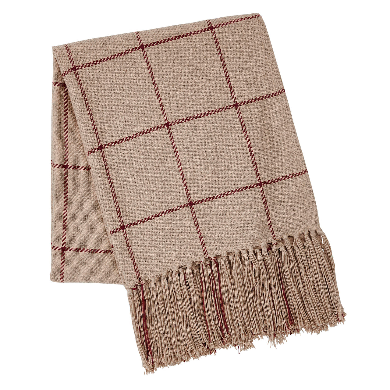 Connell Burgundy Windowpane Woven Throw 50"x60" VHC Brands - The Fox Decor
